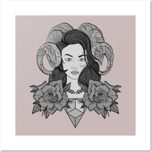 Dark Horned Woman Posters and Art